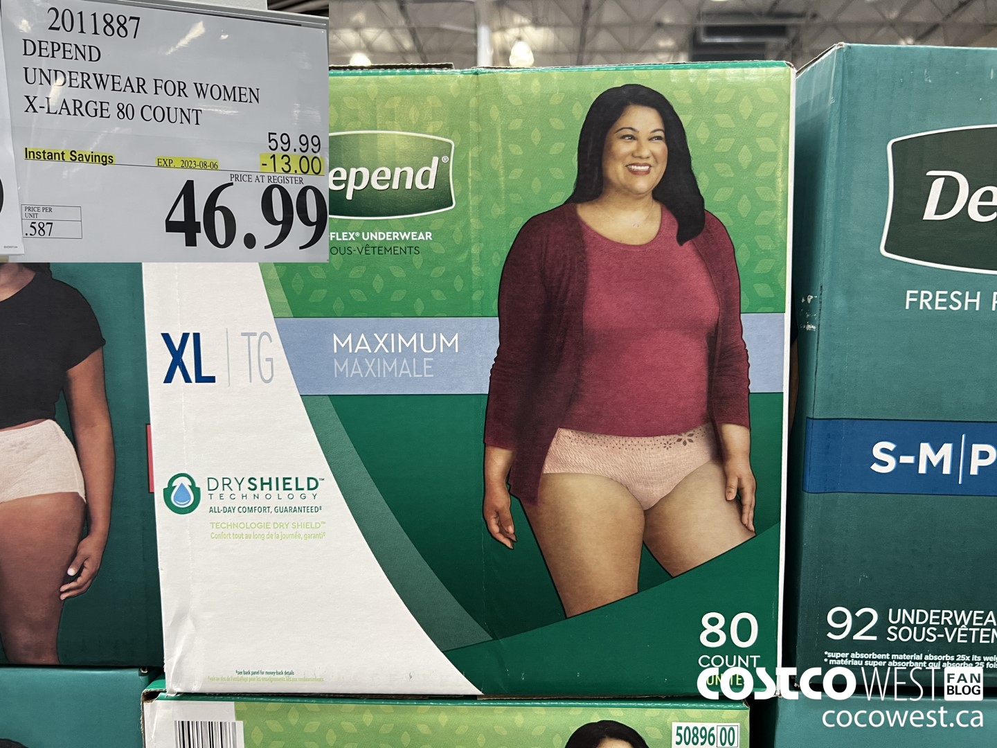 2011887 DEPEND UNDERWEAR FOR WOMEN X-LARGE 80 COUNT ($13.00 INSTANT SAVINGS EXPIRES ON 2023-08-06) $46.99