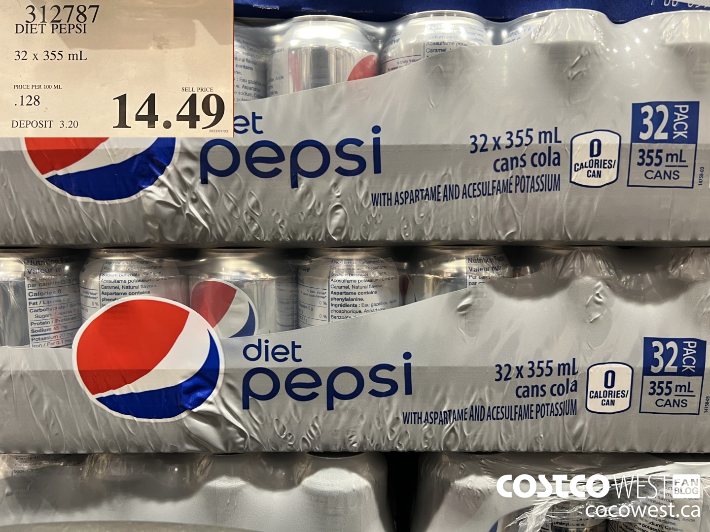 312787 DIET PEPSI 32 X 355 ML $14.49