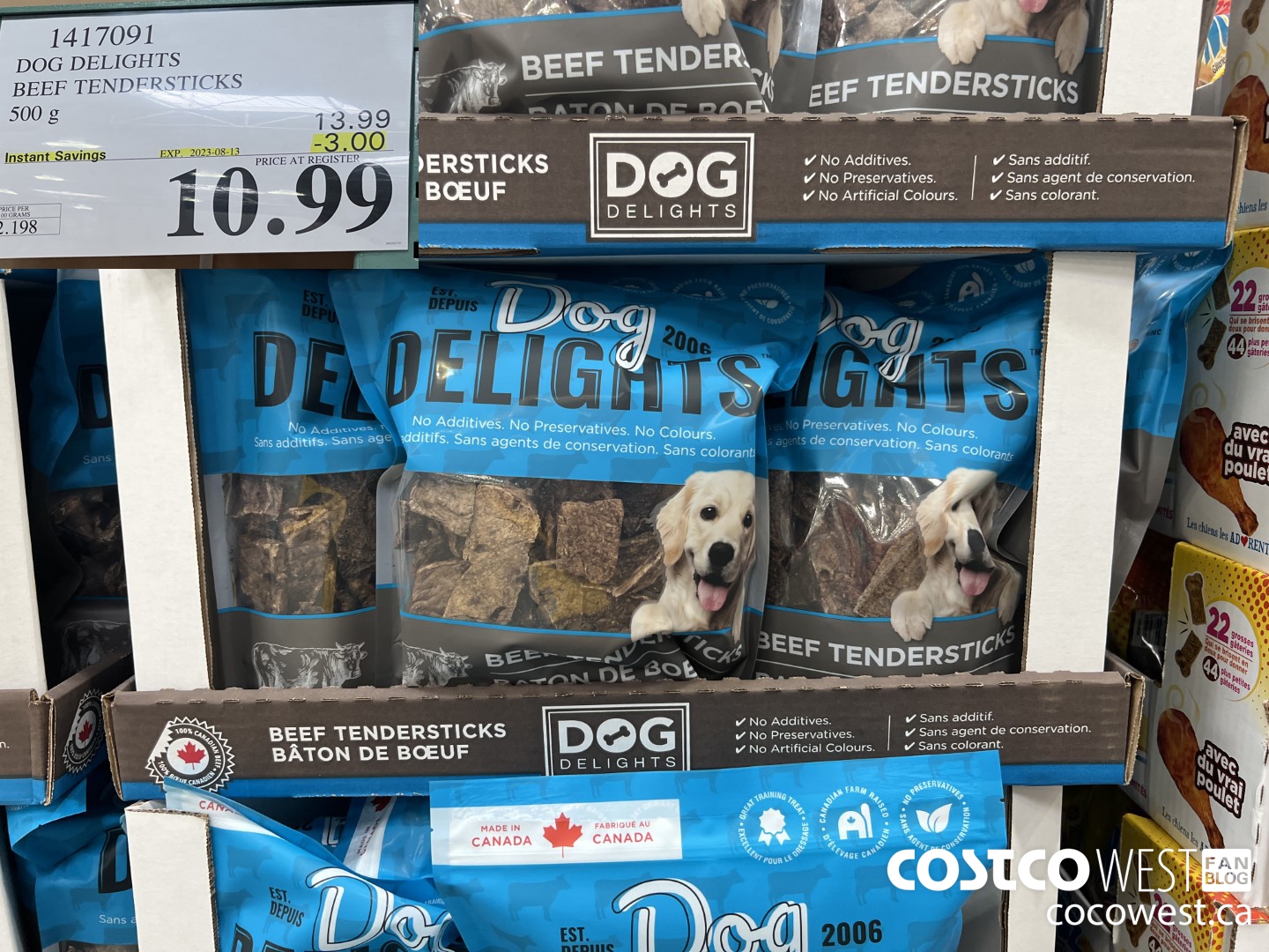 1417091 DOG DELIGHTS BEEF TENDERSTICKS 500 g ($3.00 INSTANT SAVINGS EXPIRES ON 2023-08-13) $10.99