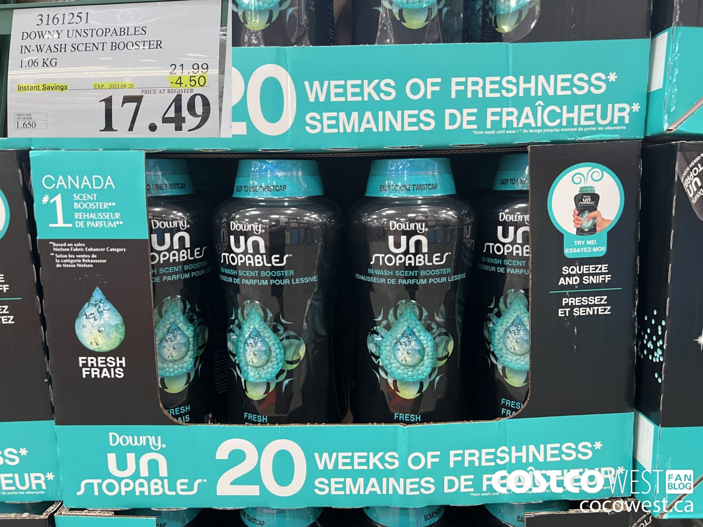 3161251 DOWNY UNSTOPABLES IN-WASH SCENT BOOSTER 1.06 KG ($4.50 INSTANT SAVINGS EXPIRES ON 2023-08-20) $17.49