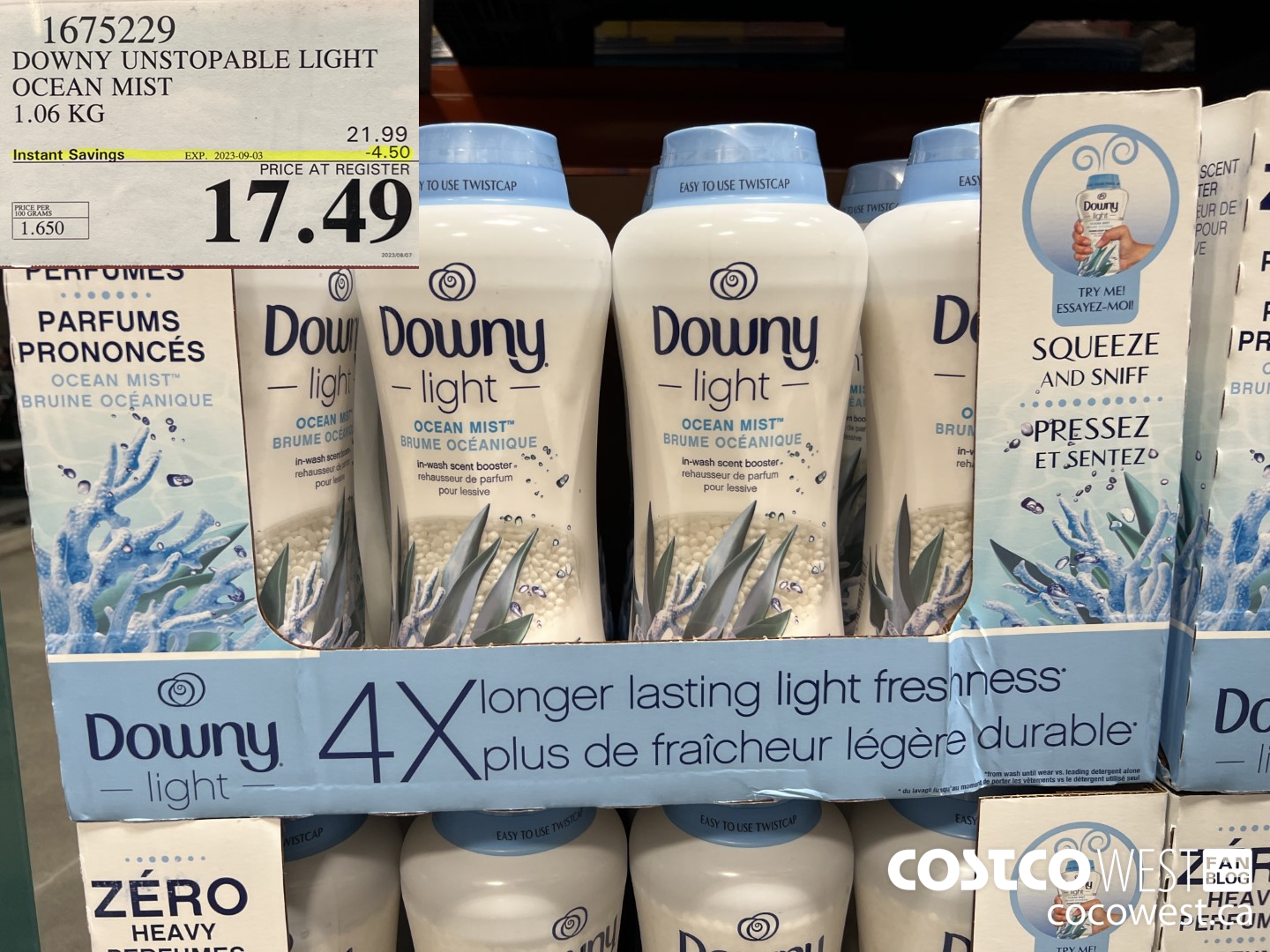 1675229 DOWNY UNSTOPABLE LIGHT OCEAN MIST 1.06 KG ($4.50 INSTANT SAVINGS EXPIRES ON 2023-09-03) $17.49