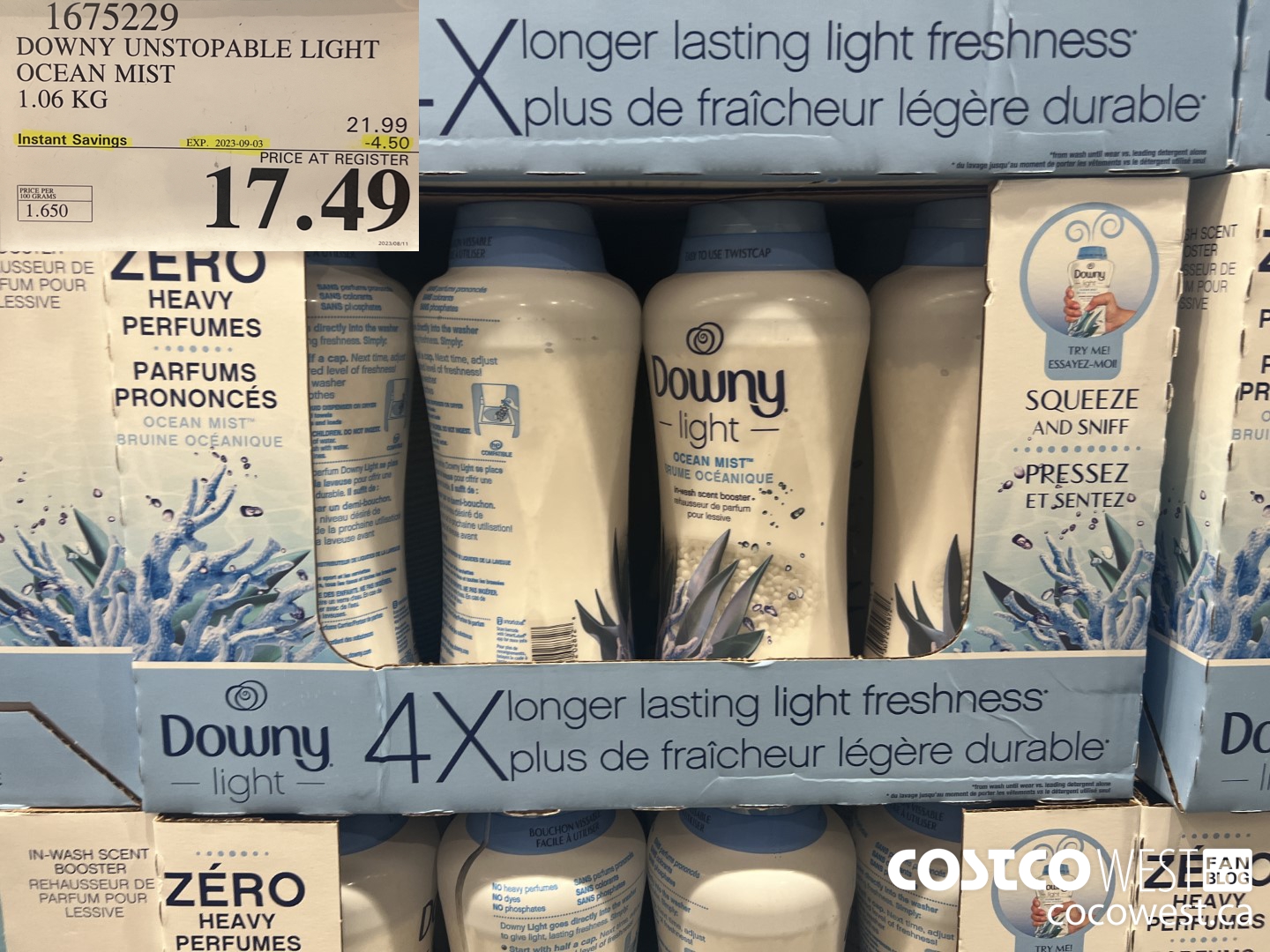 1675229 DOWNY UNSTOPABLE LIGHT OCEAN MIST 1.06 KG ($4.50 INSTANT SAVINGS EXPIRES ON 2023-09-03) $17.49