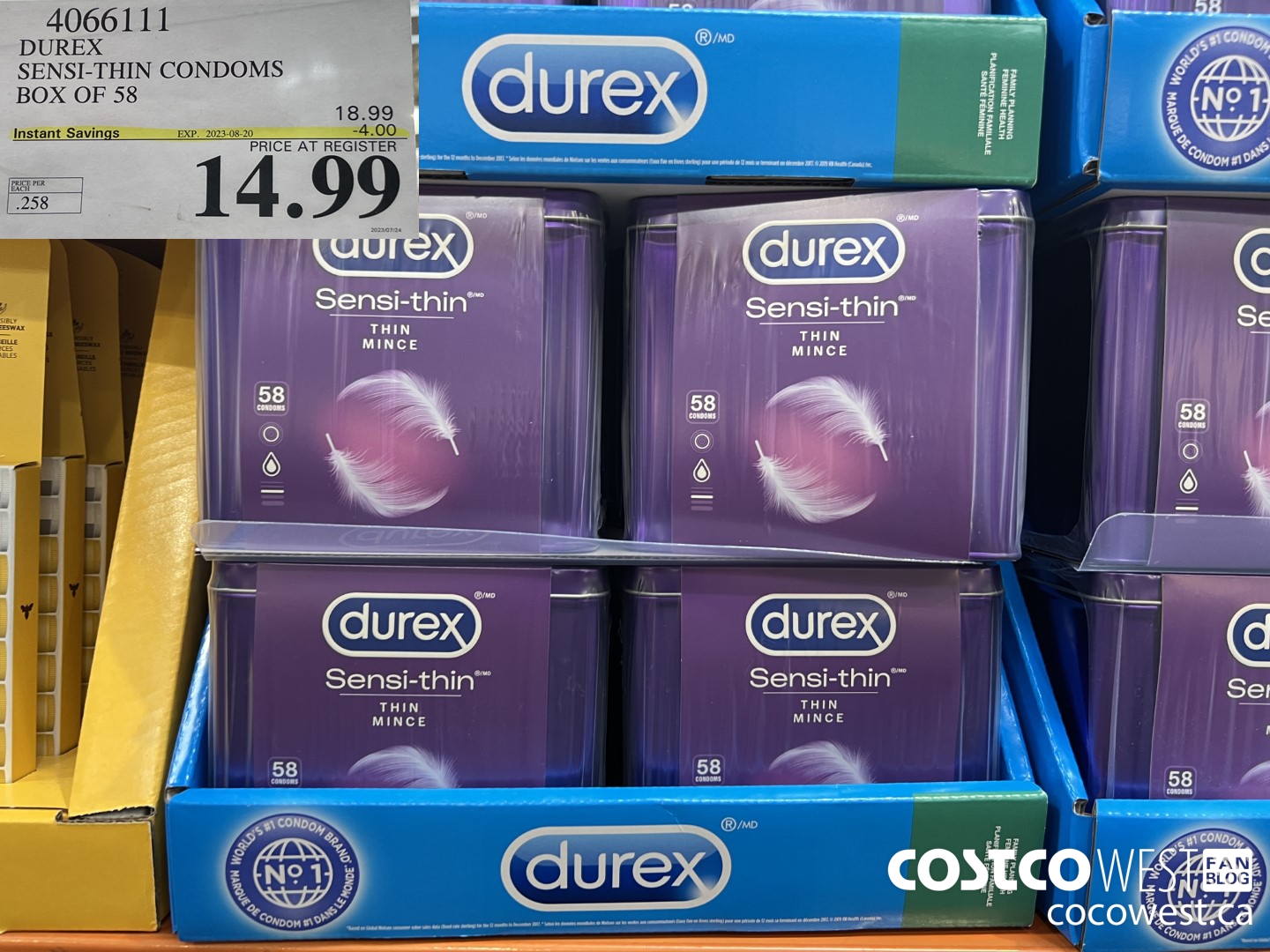 4066111 DUREX SENSI-THIN CONDOMS BOX OF 58 ($4.00 INSTANT SAVINGS EXPIRES ON 2023-08-20) $14.99