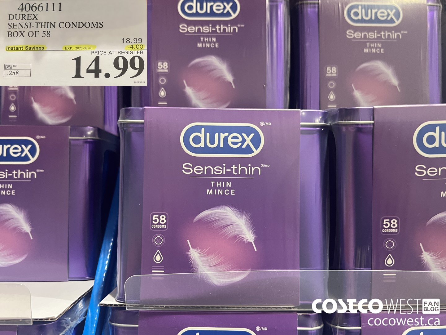 4066111 DUREX SENSI-THIN CONDOMS BOX OF 58 ($4.00 INSTANT SAVINGS EXPIRES ON 2023-08-20) $14.99