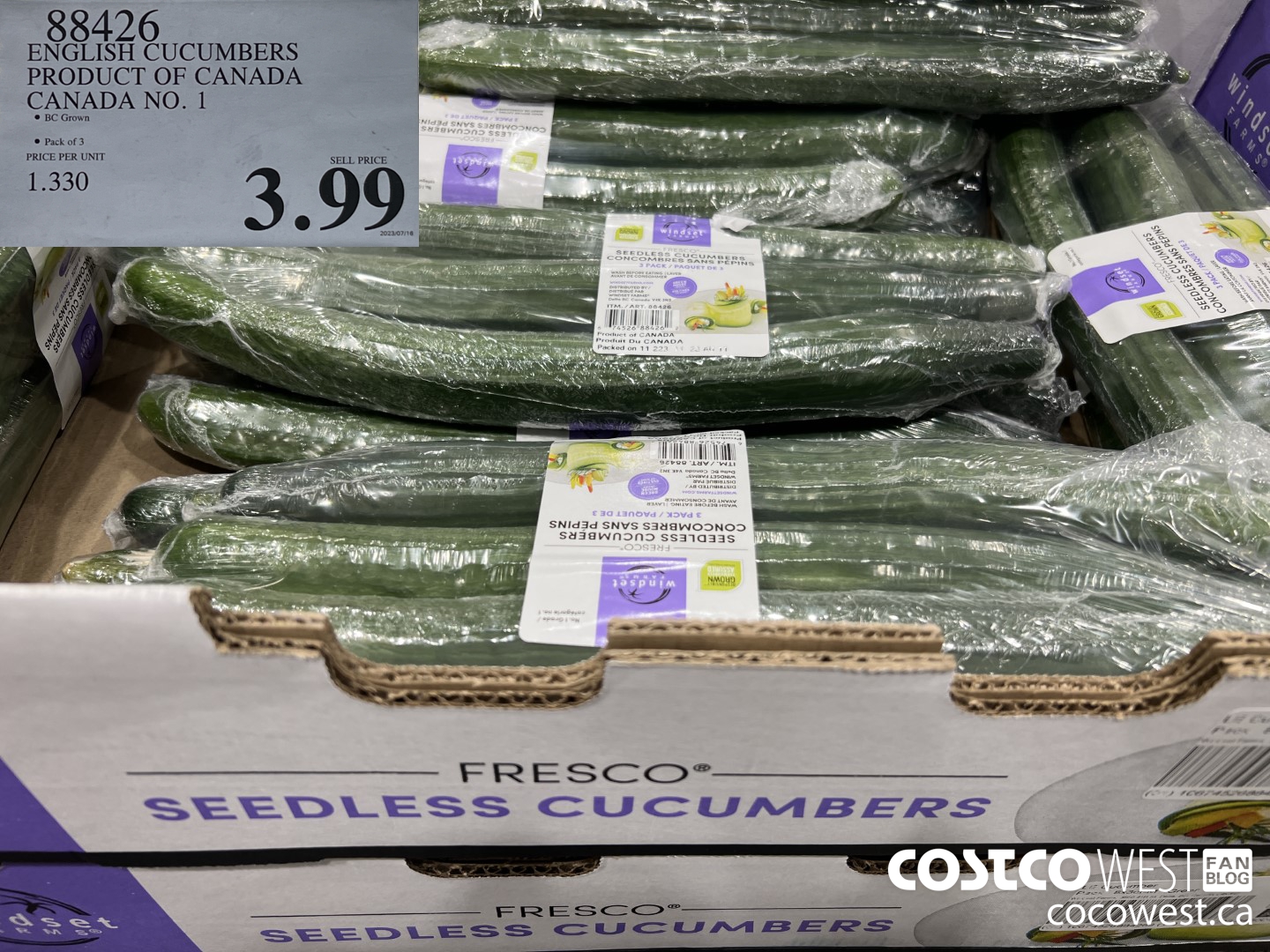 88426 ENGLISH CUCUMBERS PRODUCT OF CANADA CANADA NO. 1 $3.99