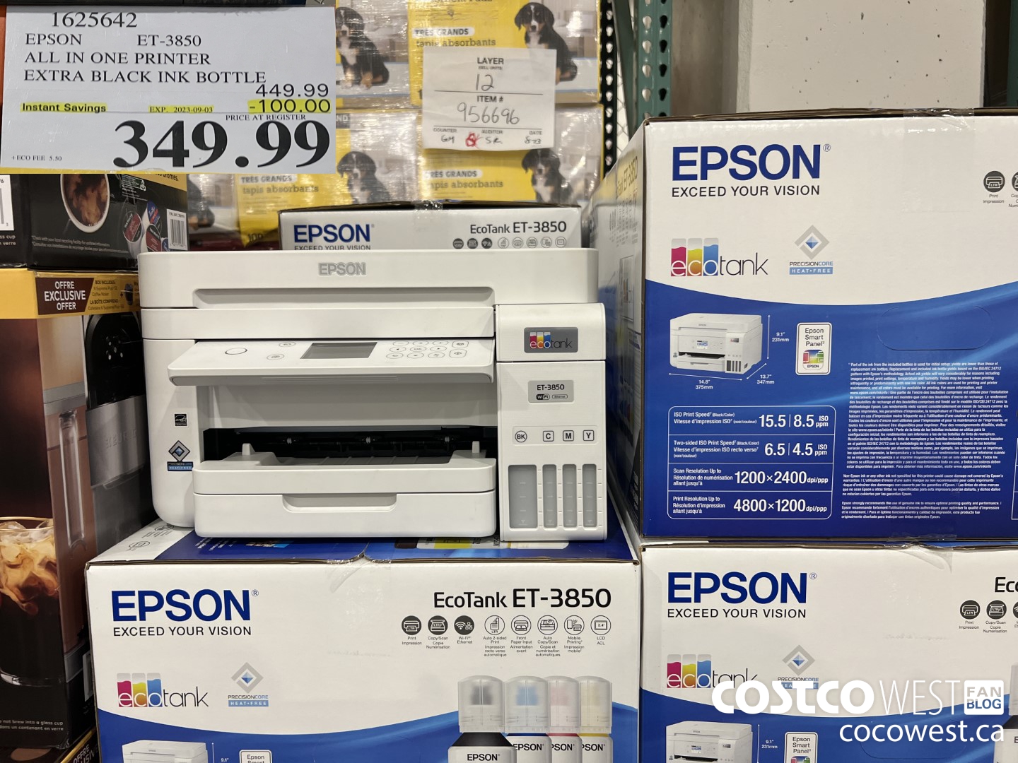 1625642 EPSON ALL IN ONE PRINTER ET-3850 EXTRA BLACK INK BOTTLE ($100.00 INSTANT SAVINGS EXPIRES ON 2023-09-03) $349.99