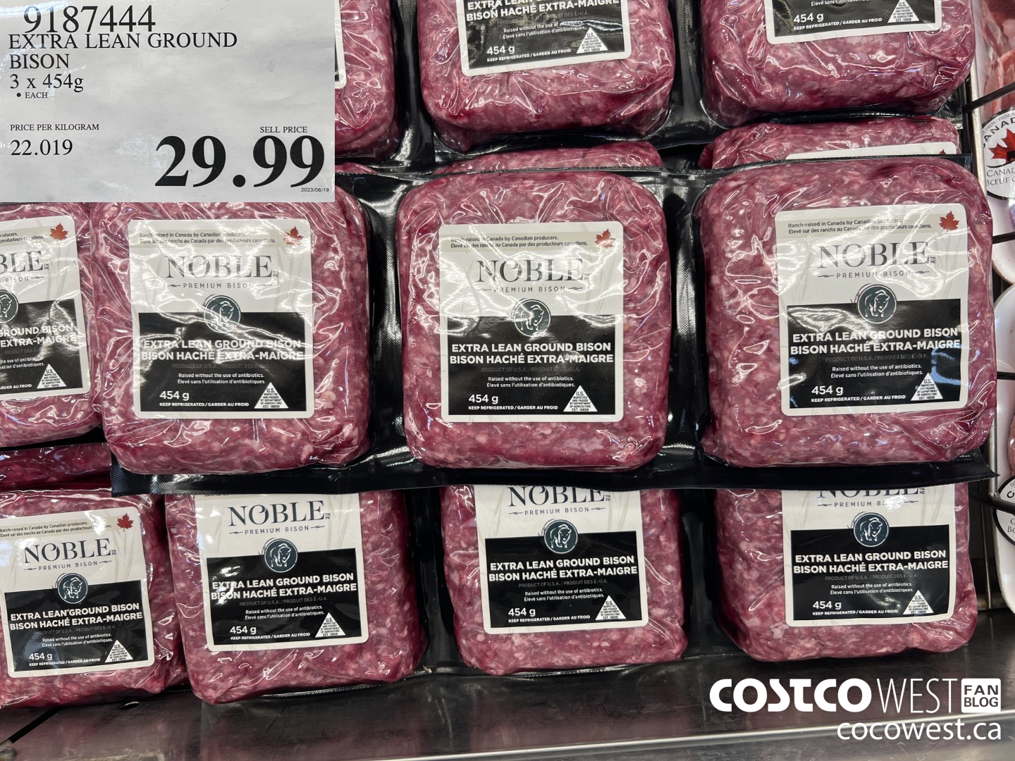 918744 EXTRA LEAN GROUND BISON 3 X 454G $29.99