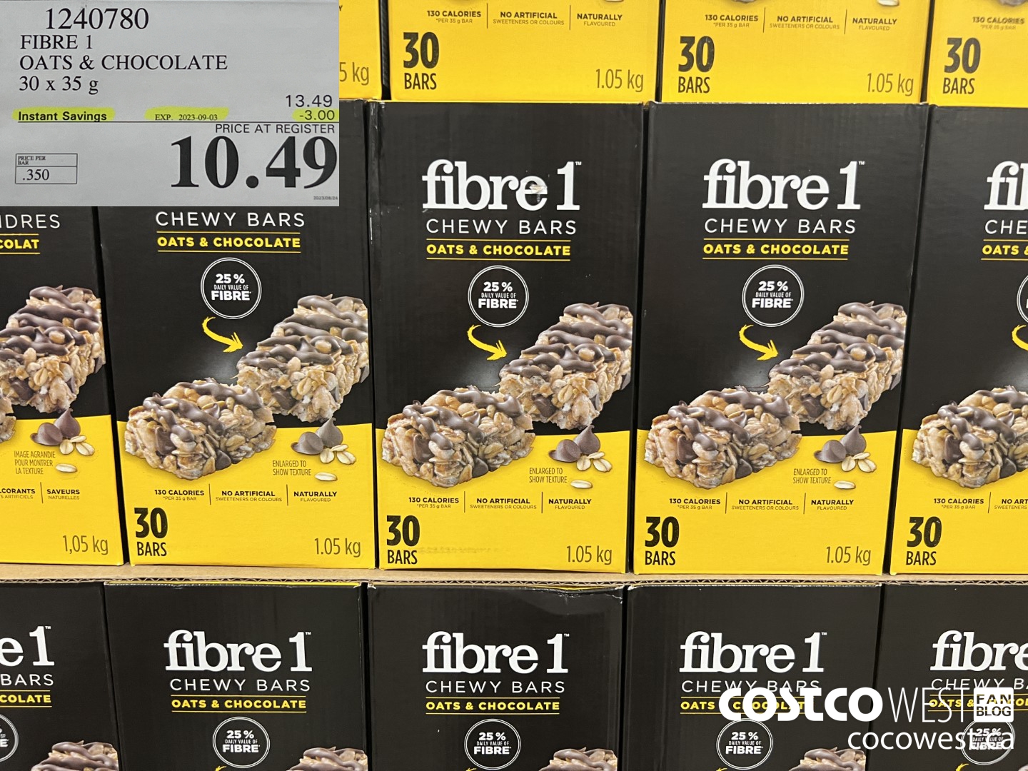 1240780 FIBRE 1 OATS & CHOCOLATE 30 X 35 G ($3.00 INSTANT SAVINGS EXPIRES ON 2023-07-23) $10.49