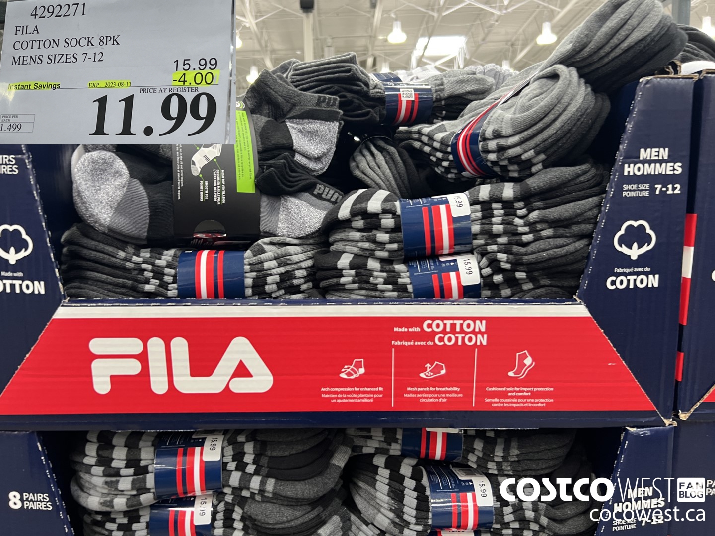 4292271 FILA COTTON SOCK 8PK MENS SIZES 7-12 ($4.00 INSTANT SAVINGS EXPIRES ON 2023-08-13) $11.99