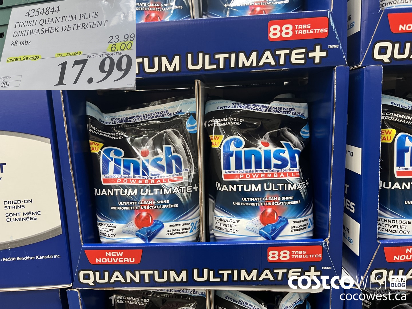 4254844 FINISH QUANTUM PLUS DISHWASHER DETERGENT 88 tabs ($6.00 INSTANT SAVINGS EXPIRES ON 2023-09-03) $17.99