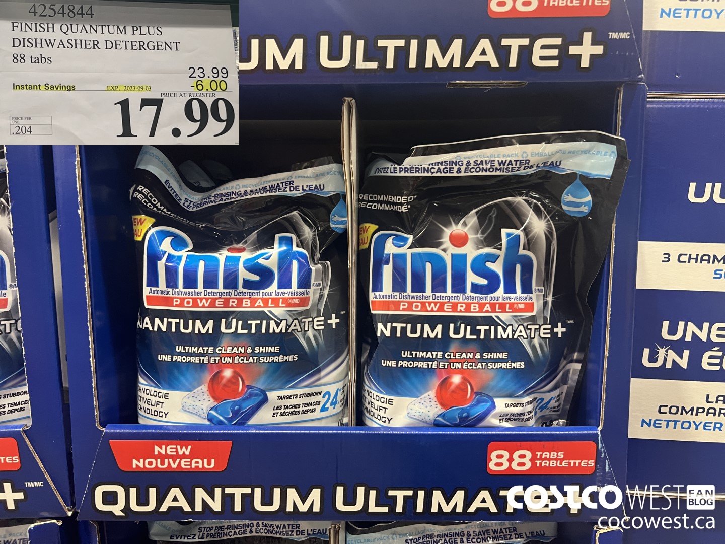 4254844 FINISH QUANTUM PLUS DISHWASHER DETERGENT 88 tabs ($6.00 INSTANT SAVINGS EXPIRES ON 2023-09-03) $17.99