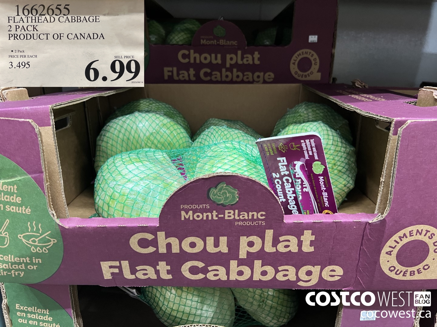1662655 FLATHEAD CABBAGE 2 PACK PRODUCT OF CANADA $6.99