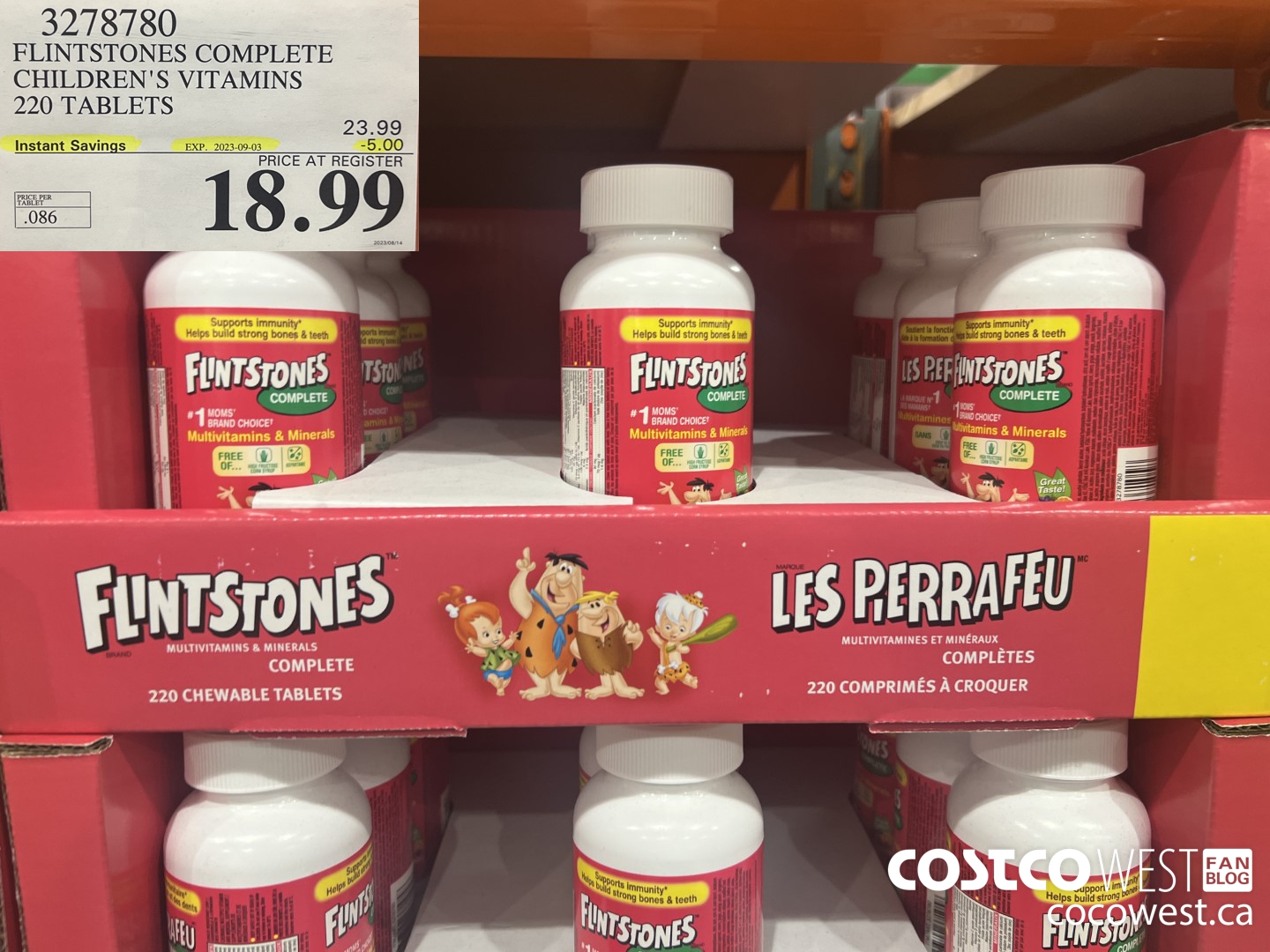3278780 FLINTSTONES COMPLETE CHILDREN'S VITAMINS 220 TABLETS ($5.00 INSTANT SAVINGS EXPIRES ON 2023-09-03) $18.99