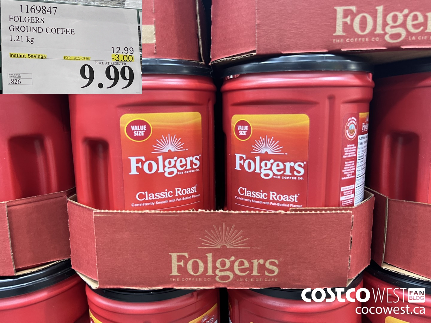 1169847 FOLGERS GROUND COFFEE 1.21 KG ($3.00 INSTANT SAVINGS EXPIRES ON 2023-08-06) $9.99