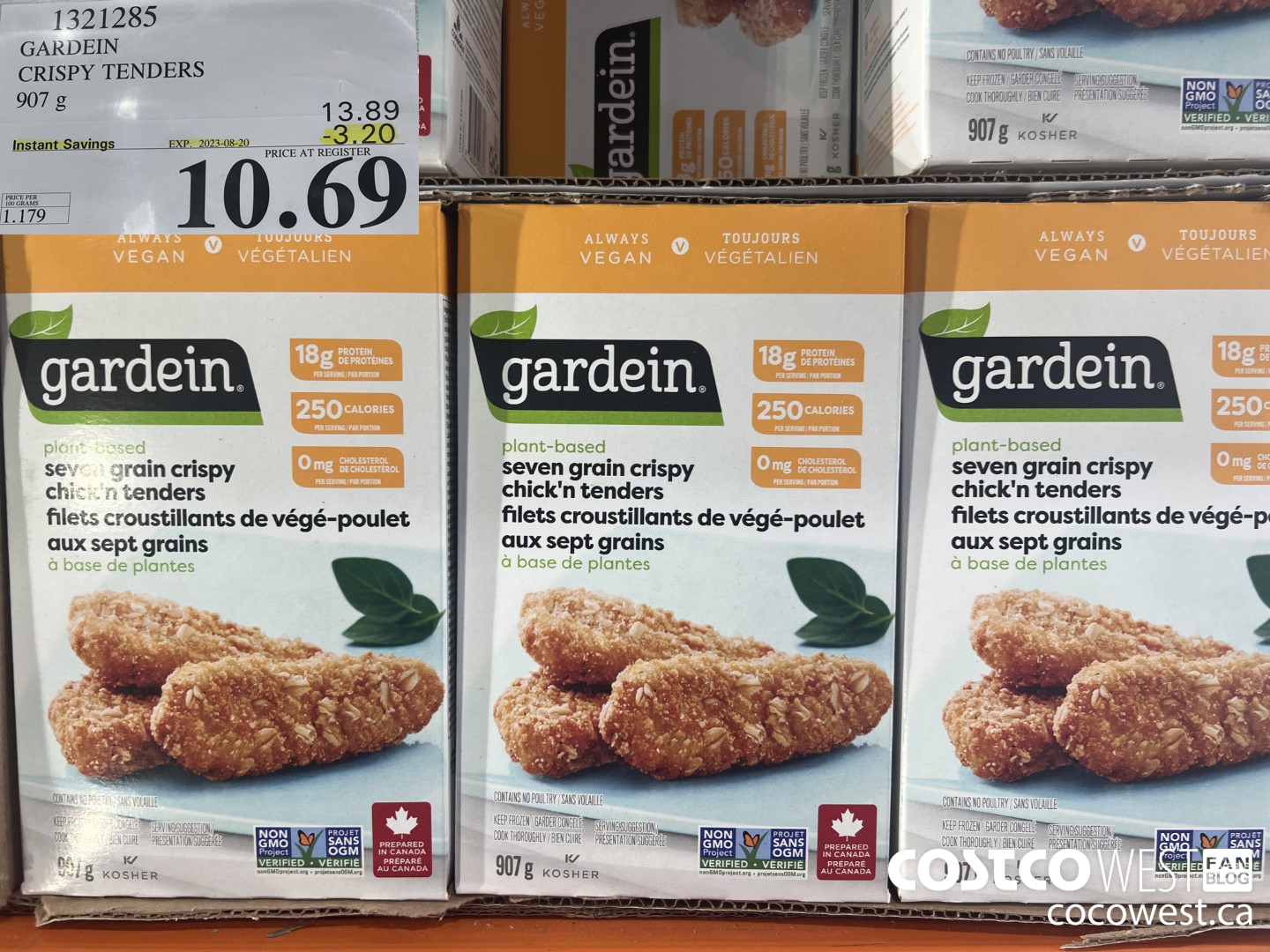 1321285 GARDEIN CRISPY TENDERS 907 g ($3.20 INSTANT SAVINGS EXPIRES ON 2023-08-20) $10.69