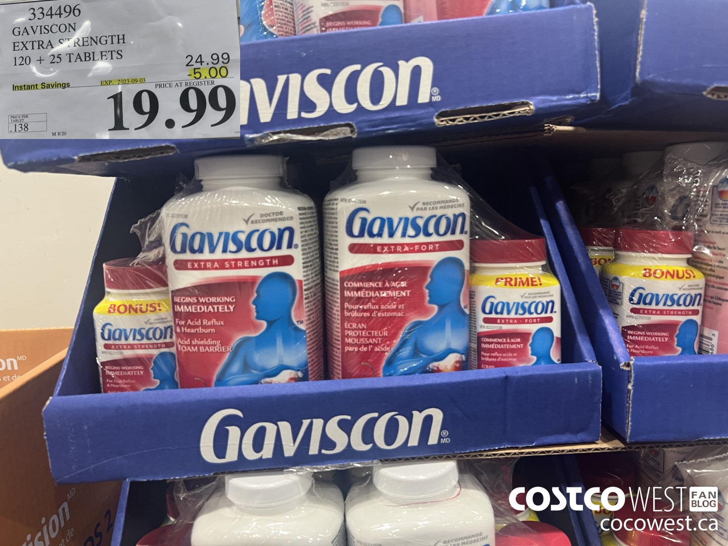 334496 GAVISCON EXTRA STRENGTH 120 + 25 TABLETS ($5.00 INSTANT SAVINGS EXPIRES ON 2023-09-03) $19.99