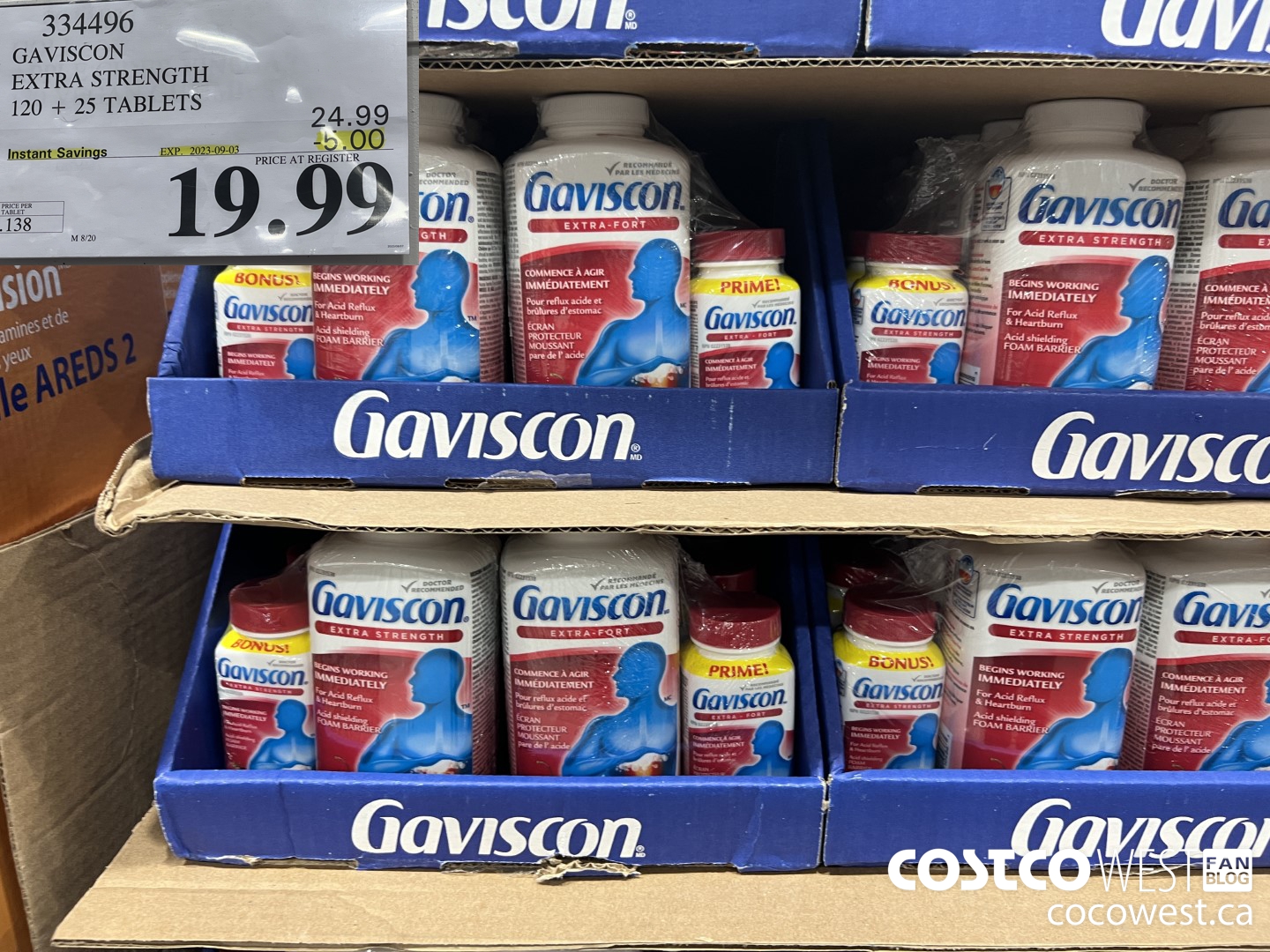 334496 GAVISCON EXTRA STRENGTH 120 + 25 TABLETS ($5.00 INSTANT SAVINGS EXPIRES ON 2023-09-03) $19.99