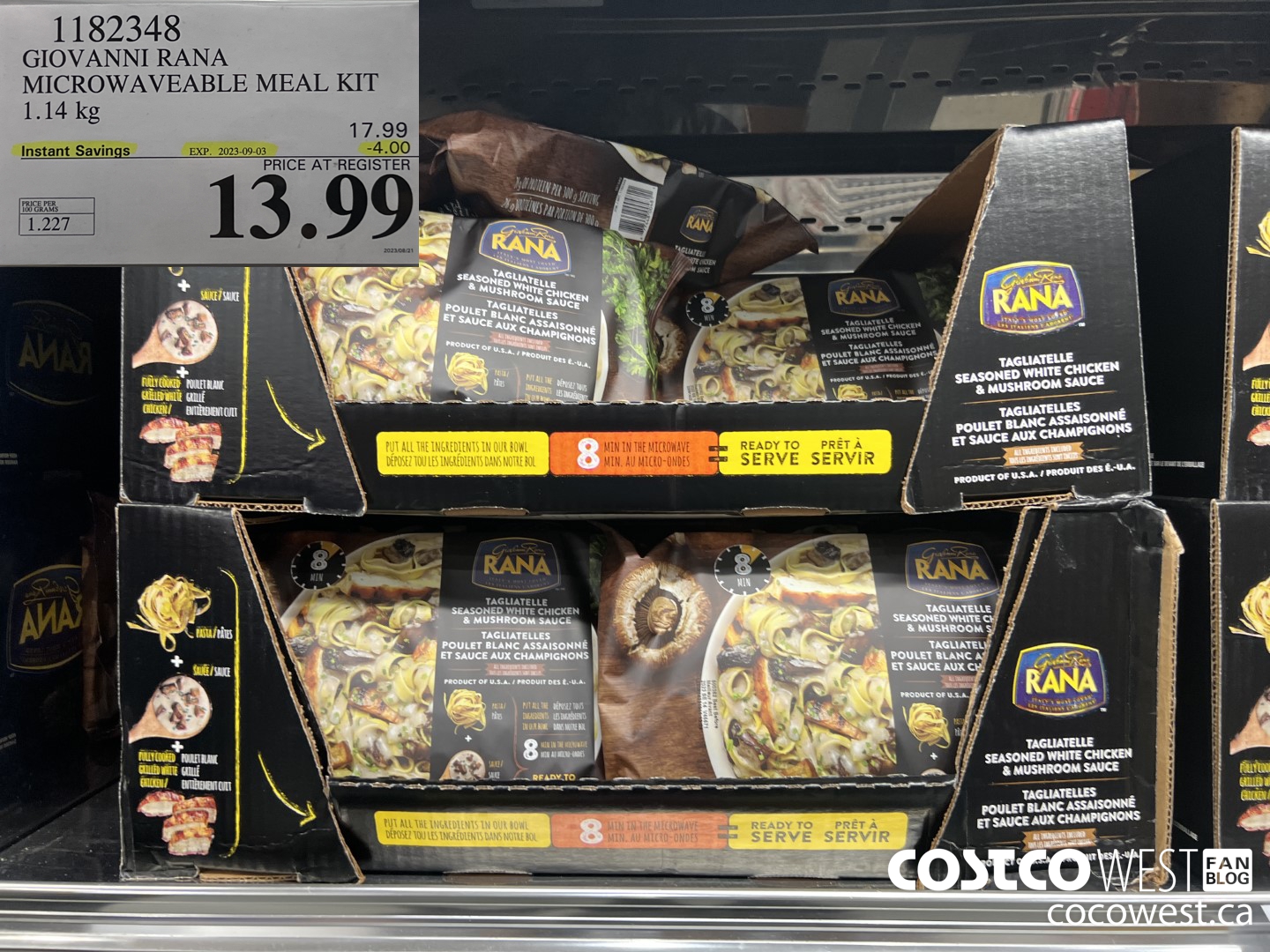 1182348 GIOVANNI RANA MICROWAVEABLE MEAL KIT 1.14 kg ($4.00 INSTANT SAVINGS EXPIRES ON 2023-09-03) $13.99