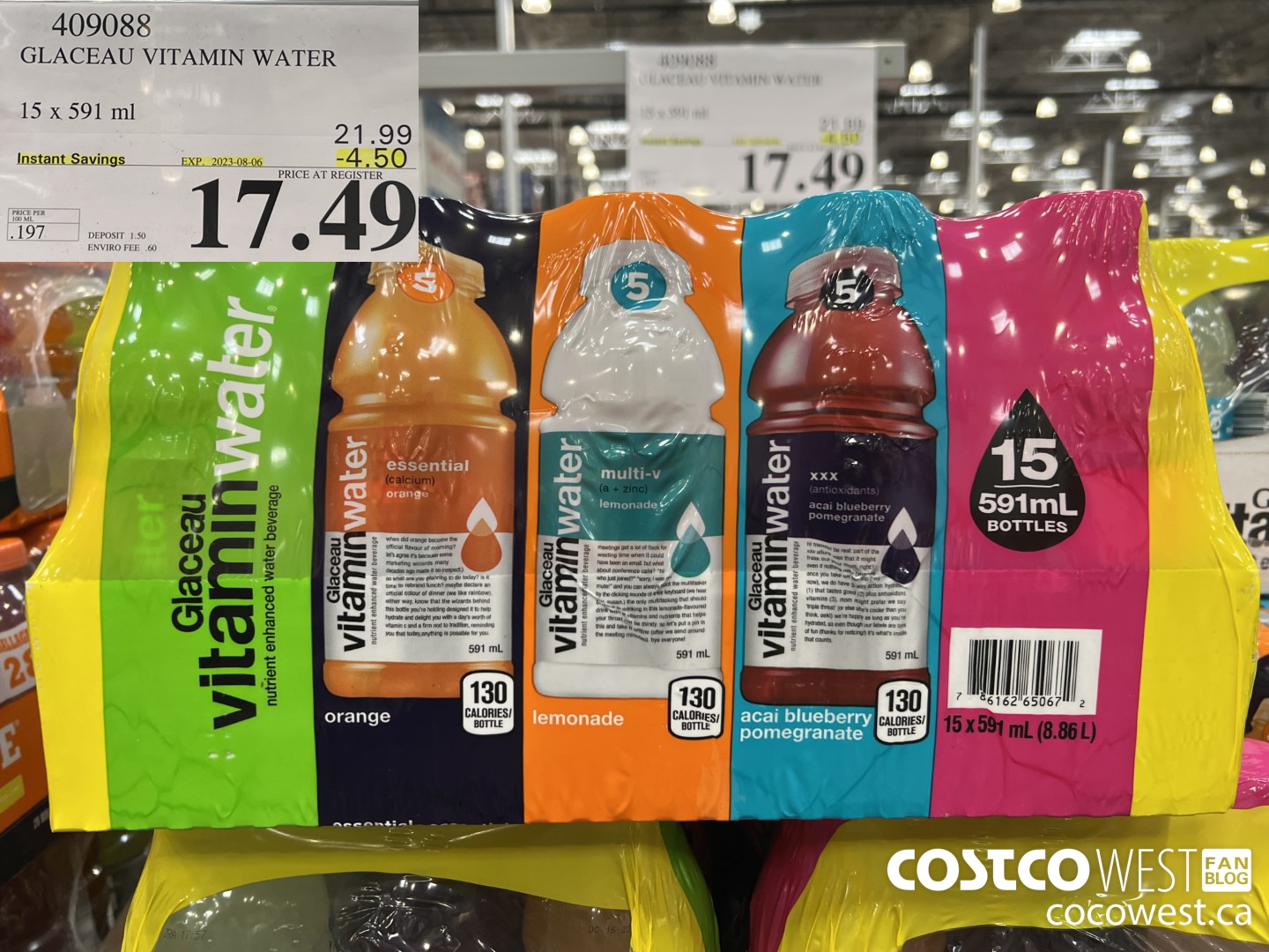 409088 GLACEAU VITAMIN WATER 15 x 591 ml ($4.50 INSTANT SAVINGS EXPIRES ON 2023-08-06) $17.49