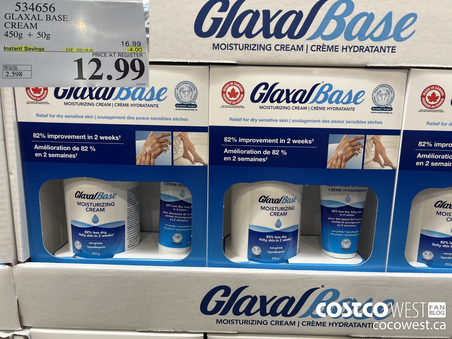 534656 GLAXAL BASE CREAM 450g + 50 g ($4.00 INSTANT SAVINGS EXPIRES ON 2023-08-06) $12.99