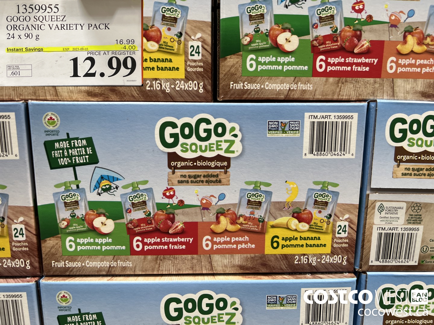 1359955 GOGO SQUEEZ ORGANIC VARIETY PACK 24 x 90g ($4.00 INSTANT SAVINGS EXPIRES ON 2023-09-03) $12.99