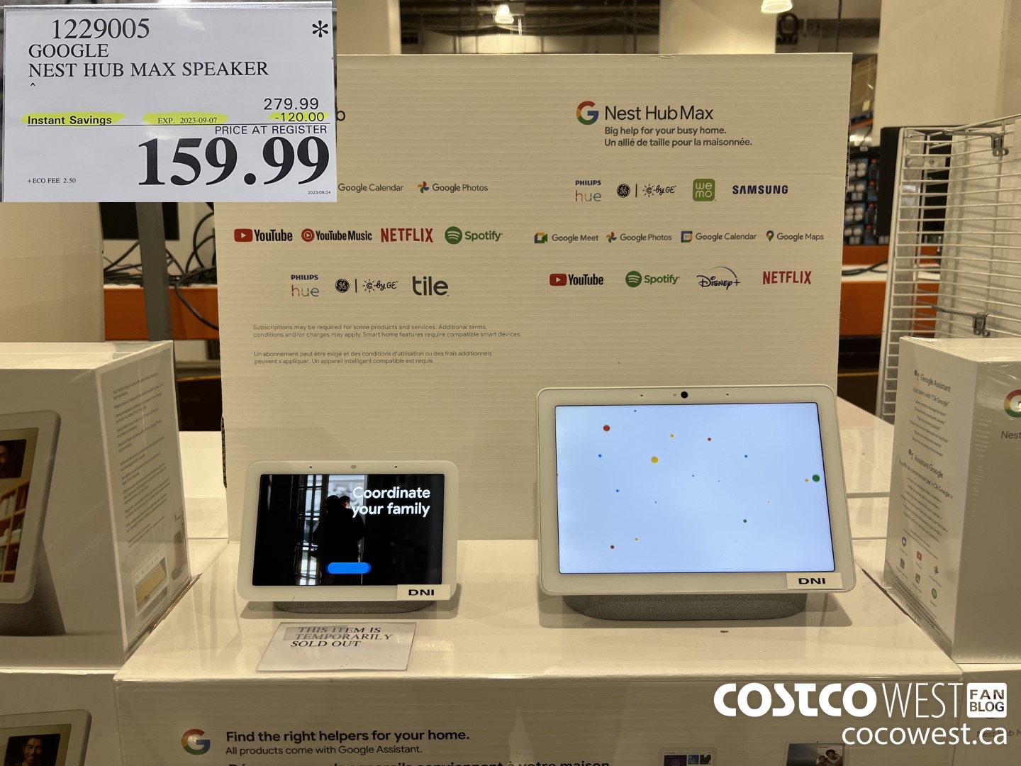 1229005 GOOGLE NEST HUB MAX SPEAKER ($120.00 INSTANT SAVINGS EXPIRES ON 2023-09-07) $159.99