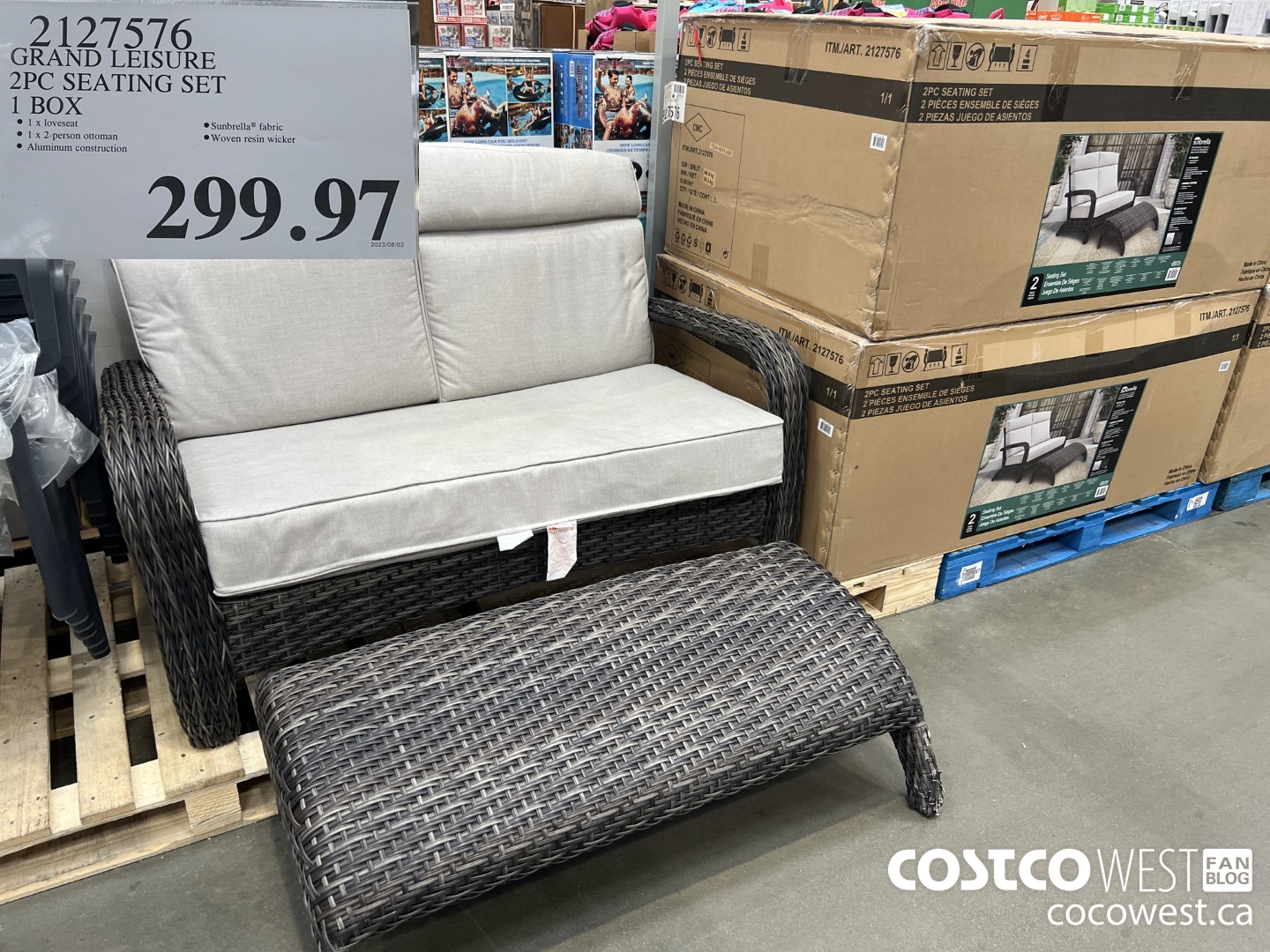 2127576 GRAND LEISURE 2PC SEATING SET 1 BOX $299.97