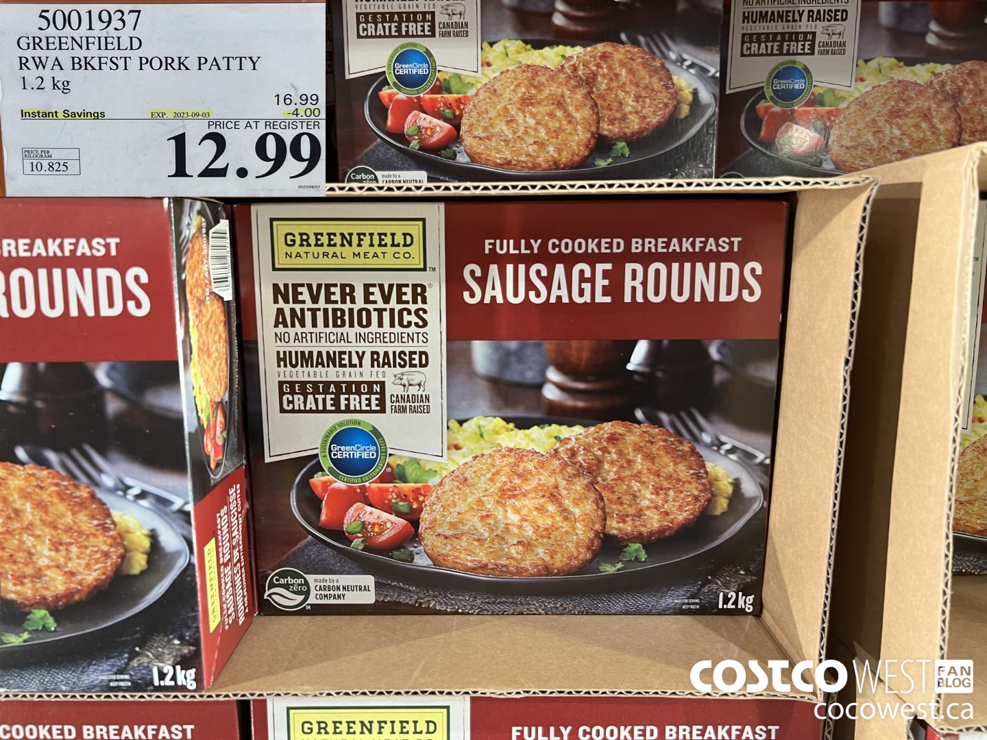 5001937 GREENFIELD RWA BKFST PORK PATTY 1.2 kg ($4.00 INSTANT SAVINGS EXPIRES ON 2023-09-03) $12.99