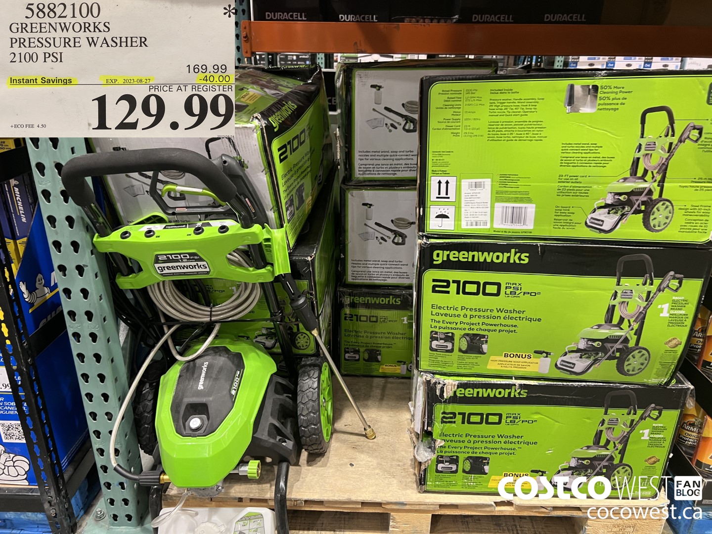 5882100 GREENWORKS PRESSURE WASHER 2100 PSI ($40.00 INSTANT SAVINGS EXPIRES ON 2023-08-27) $129.99