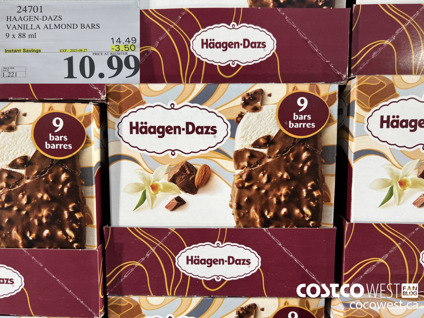 24701 HAAGEN-DAZS ICE CREAM BARS 9 x 88 ml ($3.50 INSTANT SAVINGS EXPIRES ON 2023-08-27) $10.99