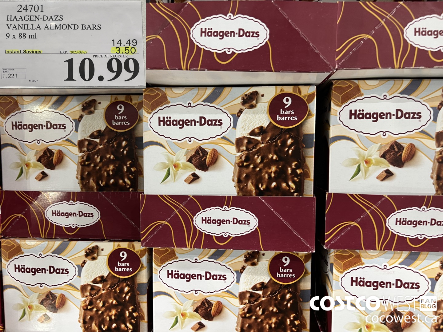 24701 HAAGEN-DAZS ICE CREAM BARS 9 x 88 ml ($3.50 INSTANT SAVINGS EXPIRES ON 2023-08-27) $10.99