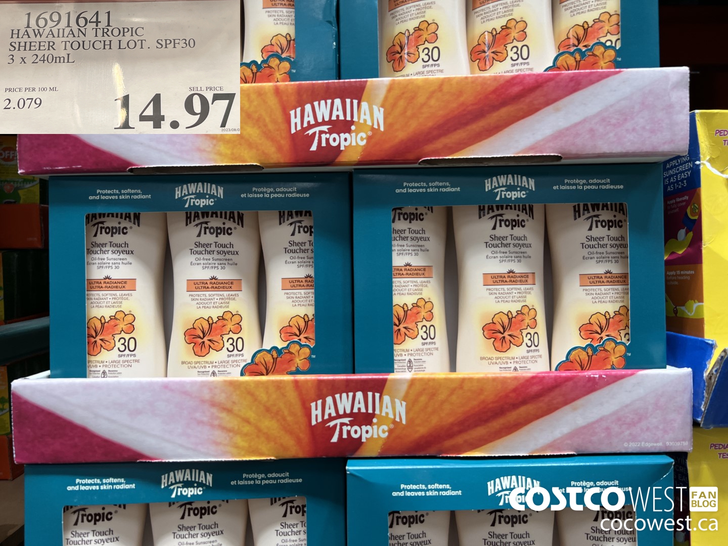 1691641 HAWAIIAN TROPIC SHEER TOUCH LOT. SPF 30 3 X 240 ML $14.97