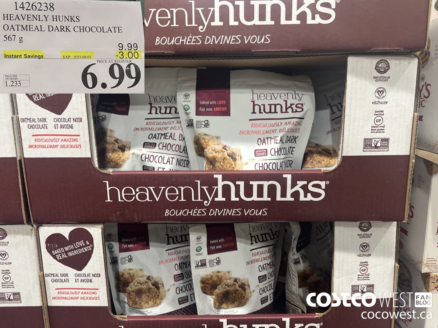 1426238 HEAVENLY HUNKS OATMEAL DARK CHOCOLATE 567g ($3.00 INSTANT SAVINGS EXPIRES ON 2023-09-03) $6.99