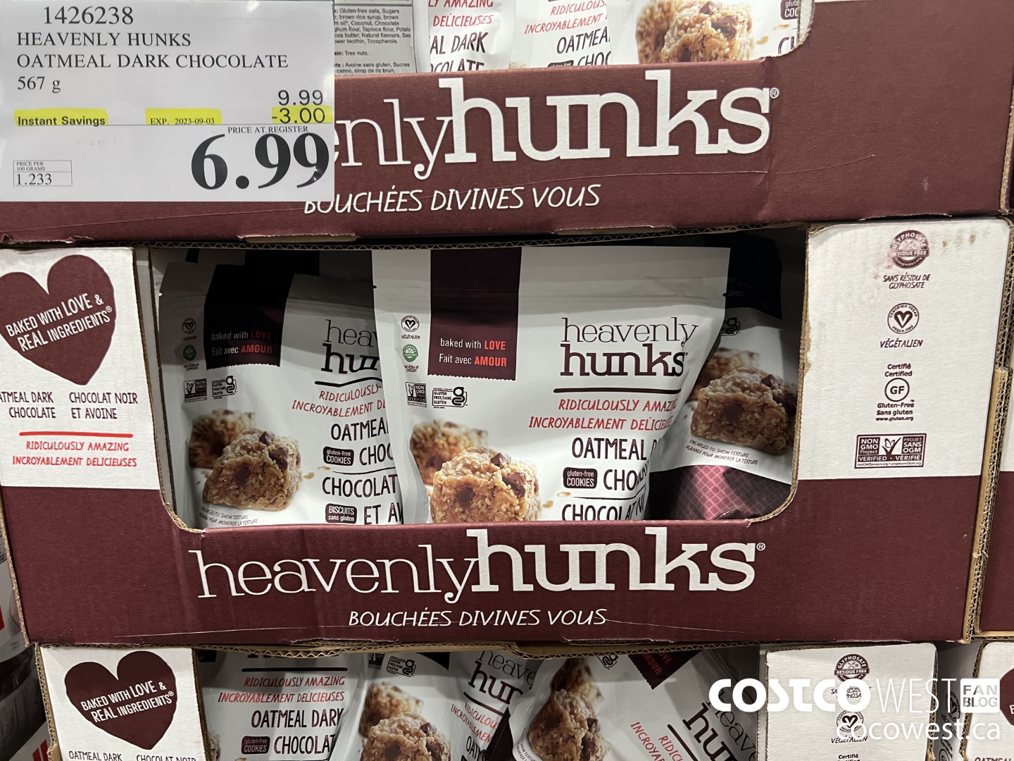 1426238 HEAVENLY HUNKS OATMEAL DARK CHOCOLATE 567g ($3.00 INSTANT SAVINGS EXPIRES ON 2023-09-03) $6.99