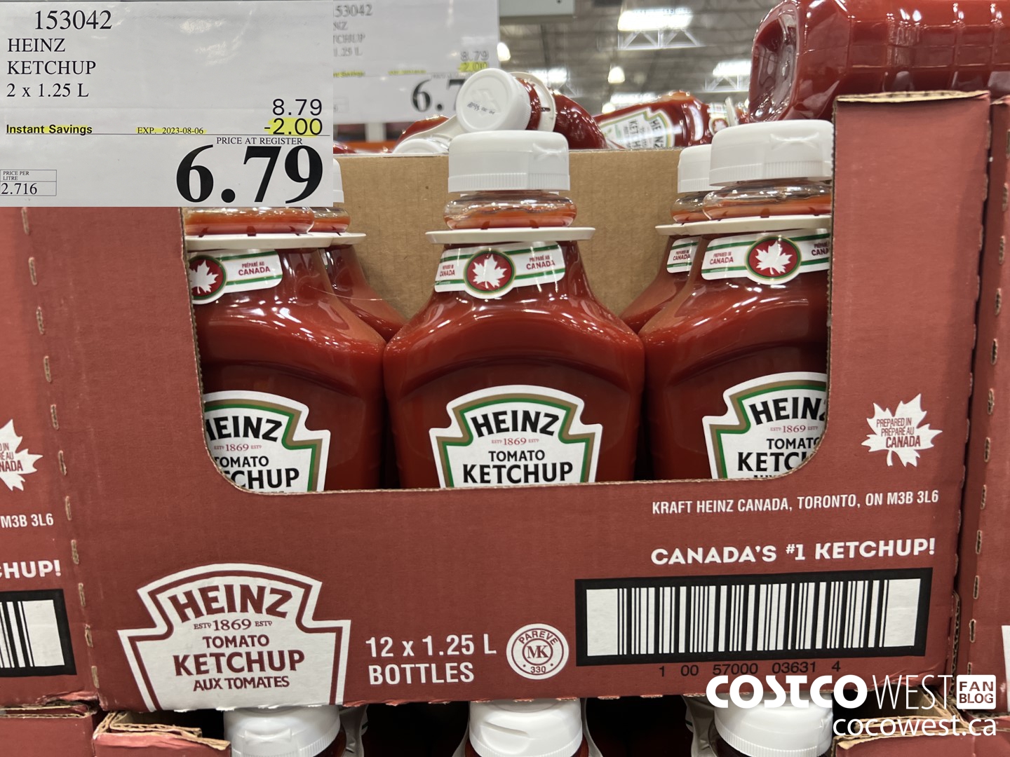 153042 HEINZ KETCHUP 2 x 1.25 L ($2.00 INSTANT SAVINGS EXPIRES ON 2023-08-06) $6.79