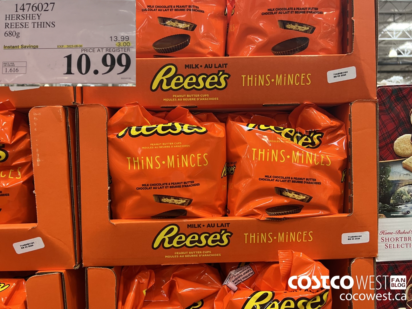 1476027 HERSHEY REESE THINS 680g ($3.00 INSTANT SAVINGS EXPIRES ON 2023-08-06) $10.99
