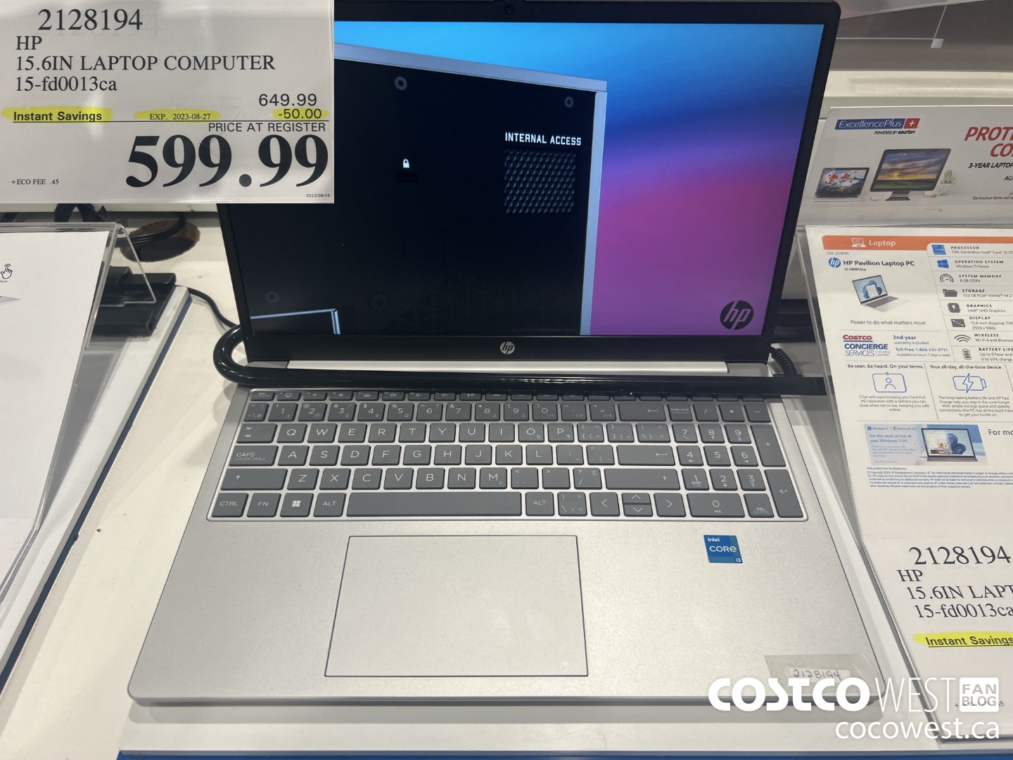 2128194 HP 15.6IN LAPTOP COMPUTER 15-FD0013CA ($50.00 INSTANT SAVINGS EXPIRES ON 2023-08-27) $599.99