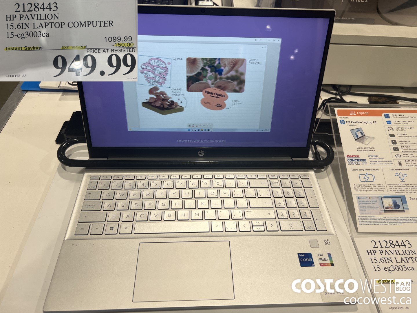 2128443 HP PAVILION 15.6IN LAPTOP COMPUTER 15-EG3003CA ($150.00 INSTANT SAVINGS EXPIRES ON 2023-09-03) $949.99