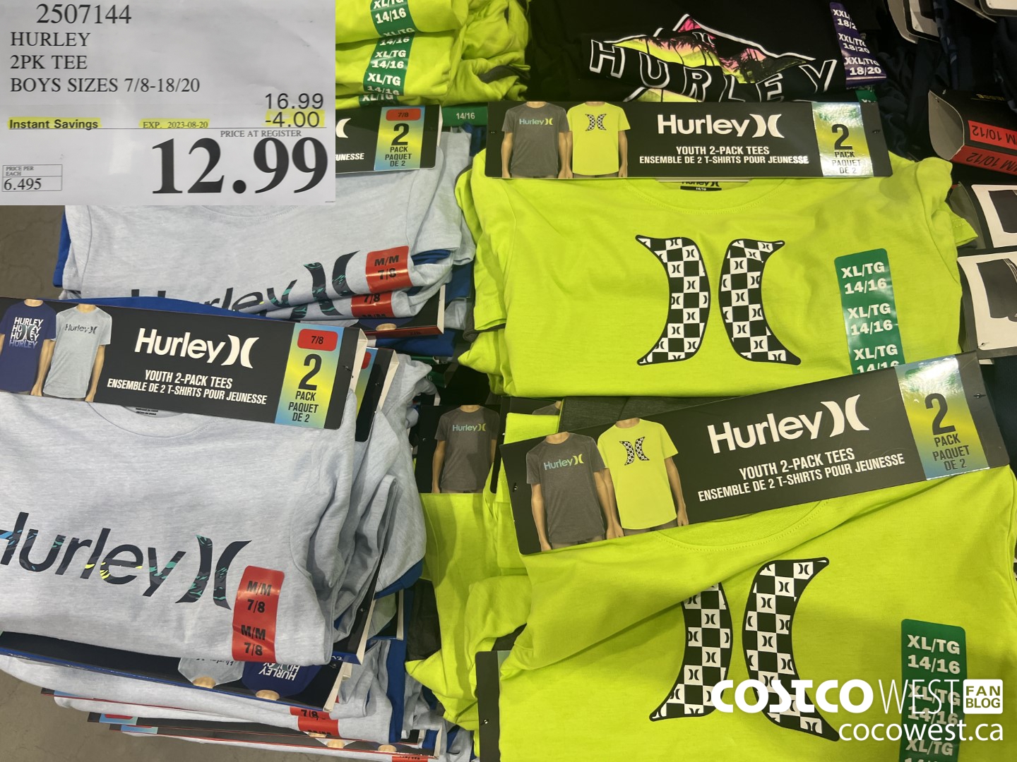 2507144 HURLEY 2PK TEE BOYS SIZES 7/8-14/16 ($4.00 INSTANT SAVINGS EXPIRES ON 2023-08-20) $12.99