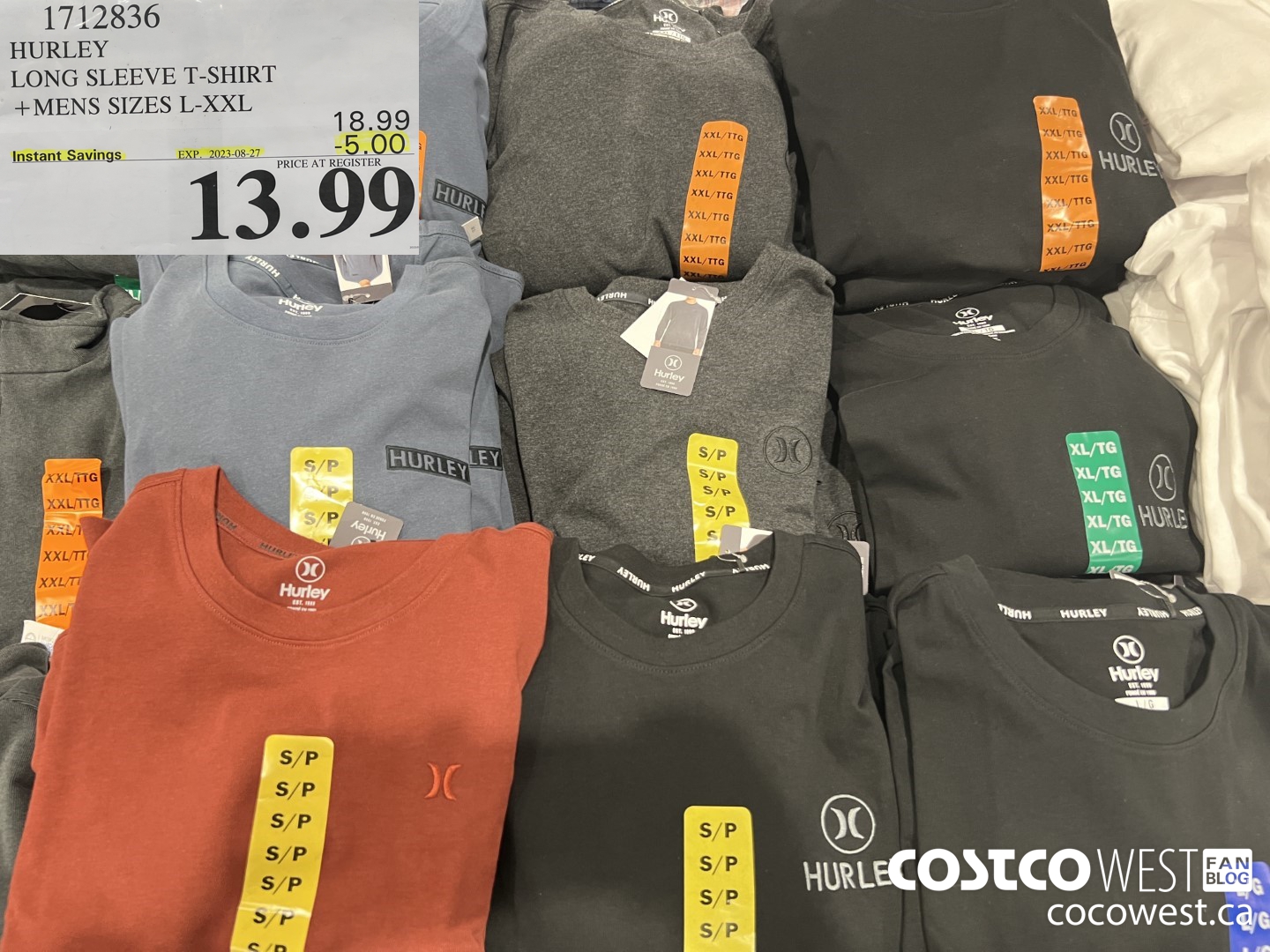 1712836 HURLEY LONG SLEEVE T-SHIRT MENS SIZES S-XXL ($5.00 INSTANT SAVINGS EXPIRES ON 2023-08-27) $13.99