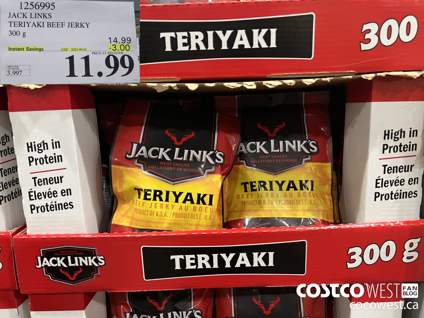 1256995 JACK LINKS TERIYAKI BEEF JERKY 300g ($3.00 INSTANT SAVINGS EXPIRES ON 2023-09-03) $11.99
