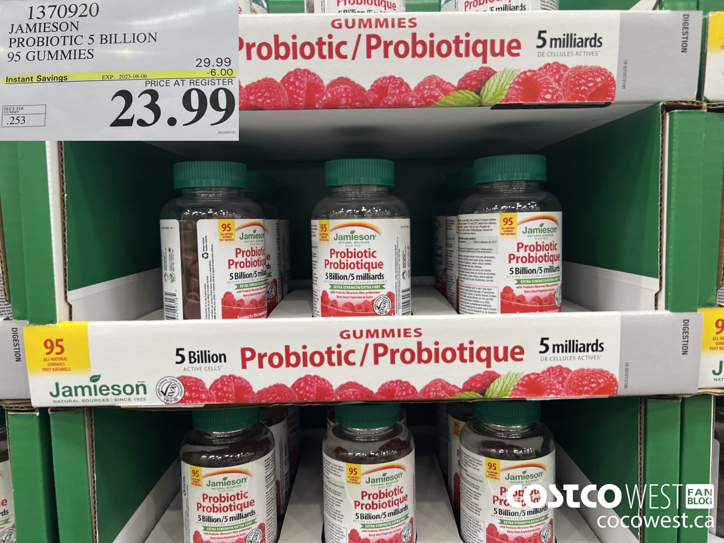 1370920 JAMIESON PROBIOTIC 5 BILLION 95 GUMMIES ($6.00 INSTANT SAVINGS EXPIRES ON 2023-08-06) $23.99