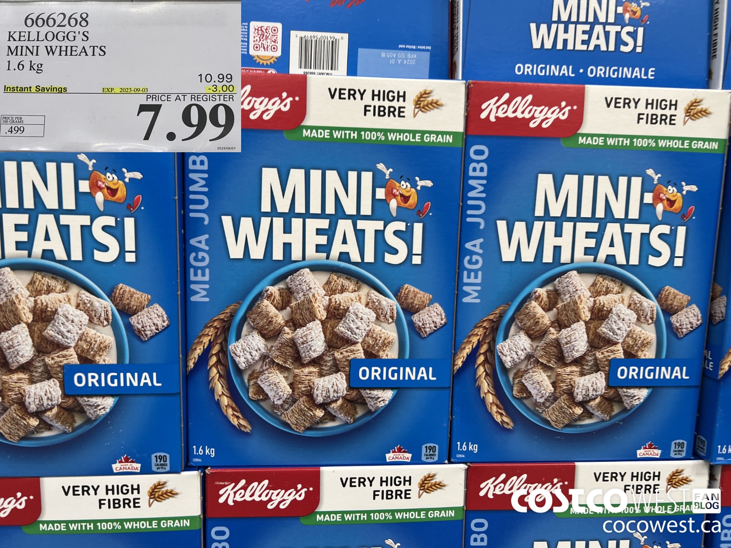 666268 KELLOGG'S MINI WHEATS 1.6 kg ($3.00 INSTANT SAVINGS EXPIRES ON 2023-09-03) $7.99