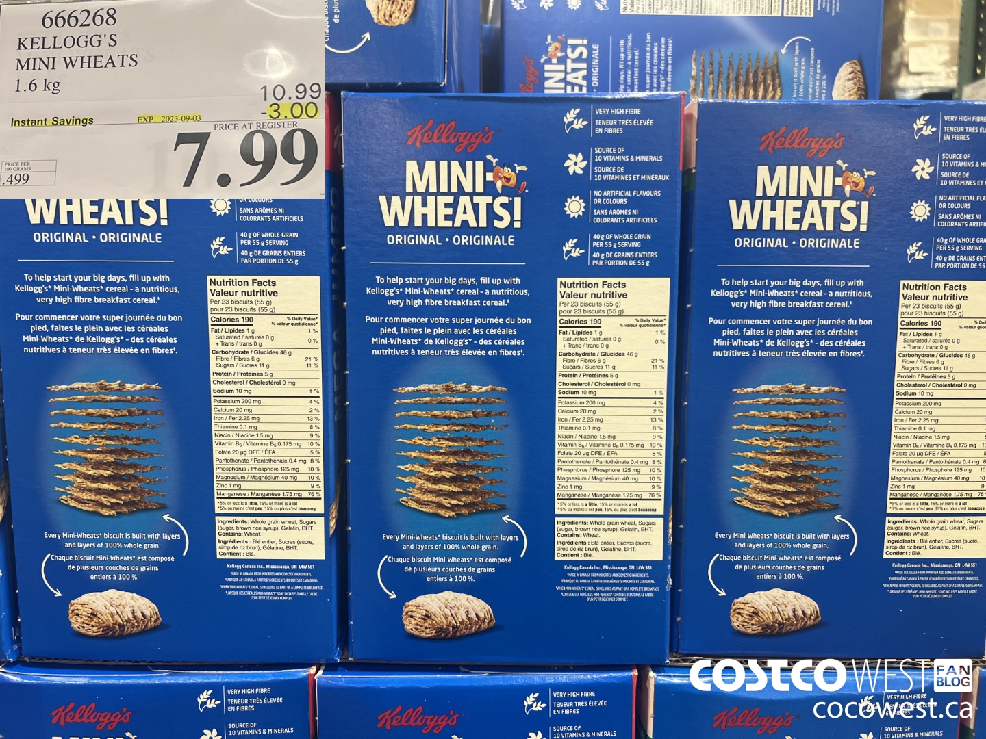 666268 KELLOGG'S MINI WHEATS 1.6 kg ($3.00 INSTANT SAVINGS EXPIRES ON 2023-09-03) $7.99