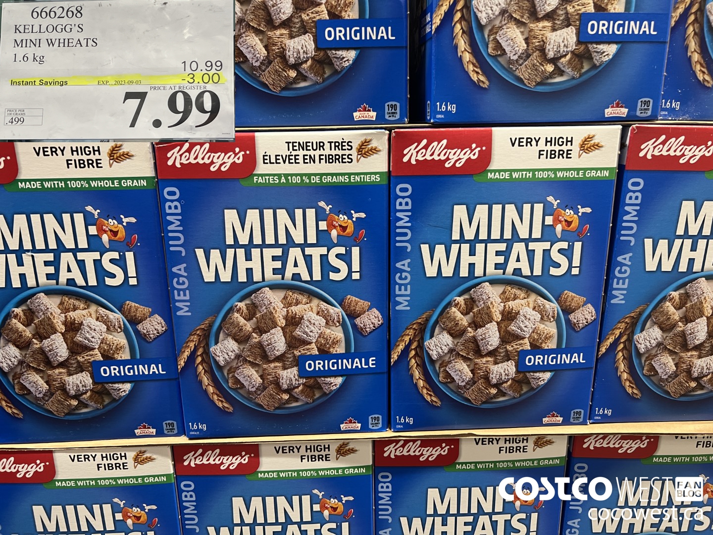 666268 KELLOGG'S MINI WHEATS 1.6 kg ($3.00 INSTANT SAVINGS EXPIRES ON 2023-09-03) $7.99