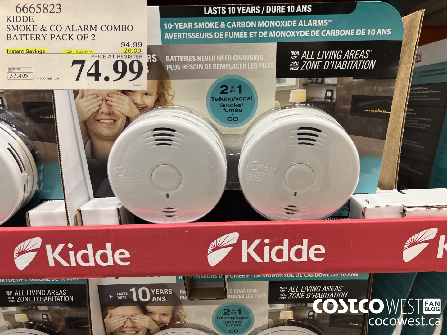 6665823 KIDDE SMOKE & CO ALARM COMBO BATTERY PACK OF 2 ($20.00 INSTANT SAVINGS EXPIRES ON 2023-09-03) $74.99