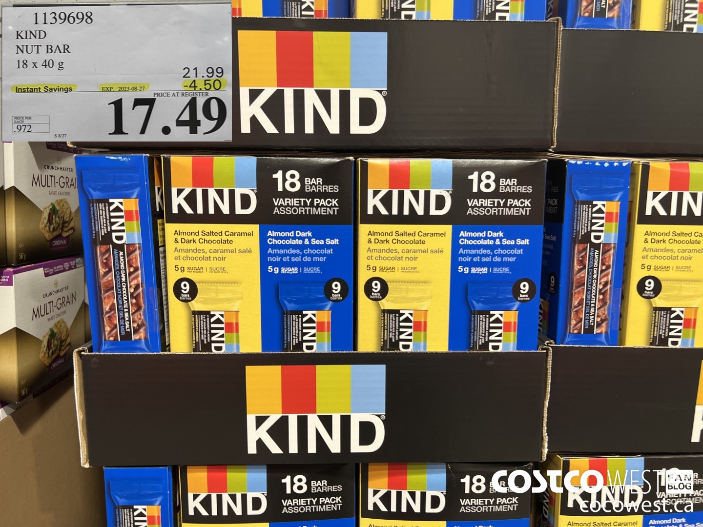 1139698 KIND NUT BAR 18 x 40 g ($4.50 INSTANT SAVINGS EXPIRES ON 2023-08-27) $17.49