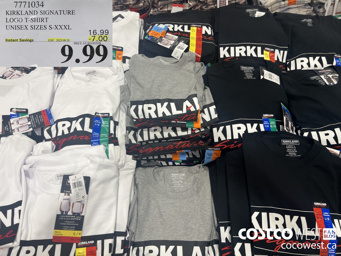 7771034 KIRKLAND SIGNATURE LOGO T-SHIRT UNISEX SIZES S-XXXL ($7.00 INSTANT SAVINGS EXPIRES ON 2023-08-20) $9.99