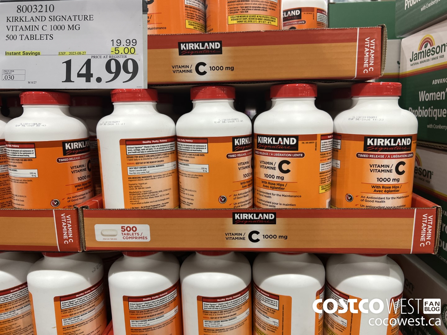 8003210 KIRKLAND SIGNATURE VITAMIN C 1000 MG 500 TABLETS ($5.00 INSTANT SAVINGS EXPIRES ON 2023-08-27) $14.99
