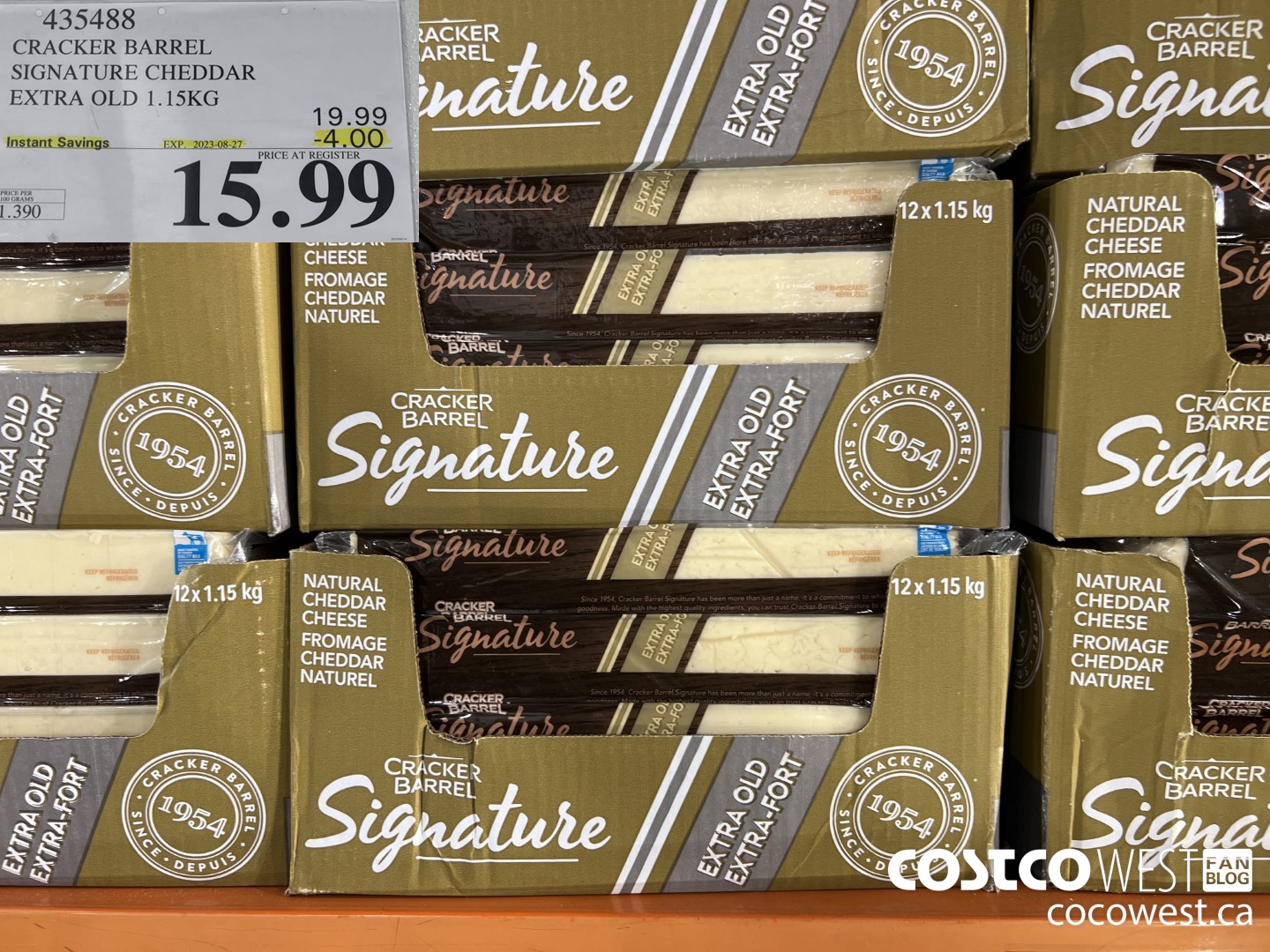 435488 KRAFT EXTRA OLD CHEDDAR 1.15 KG ($4.00 INSTANT SAVINGS EXPIRES ON 2023-08-27) $15.99